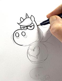 Unfinished drawing of Slasher the unicorn